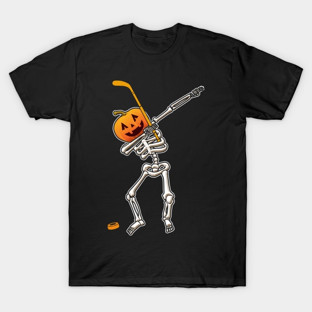 Halloween Dabbing Skeleton Hockey T-Shirt by Marks Kayla